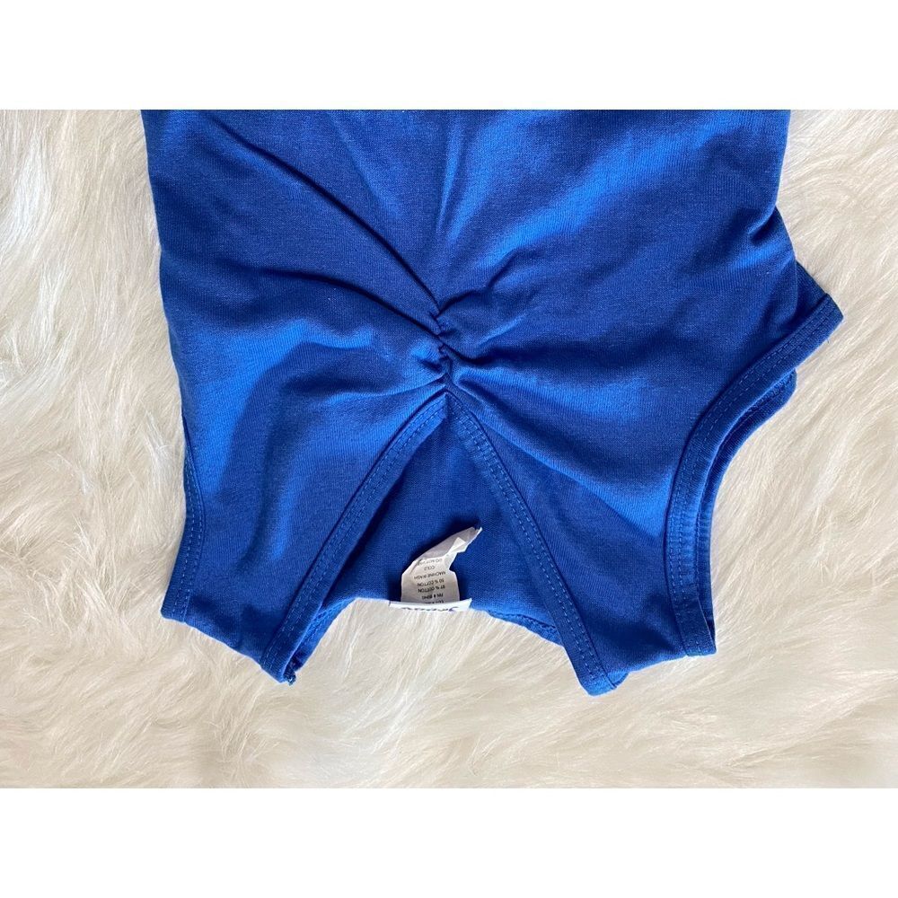 Sleeveless tee for Girl Size 7 Blue with shirred front and tie in back